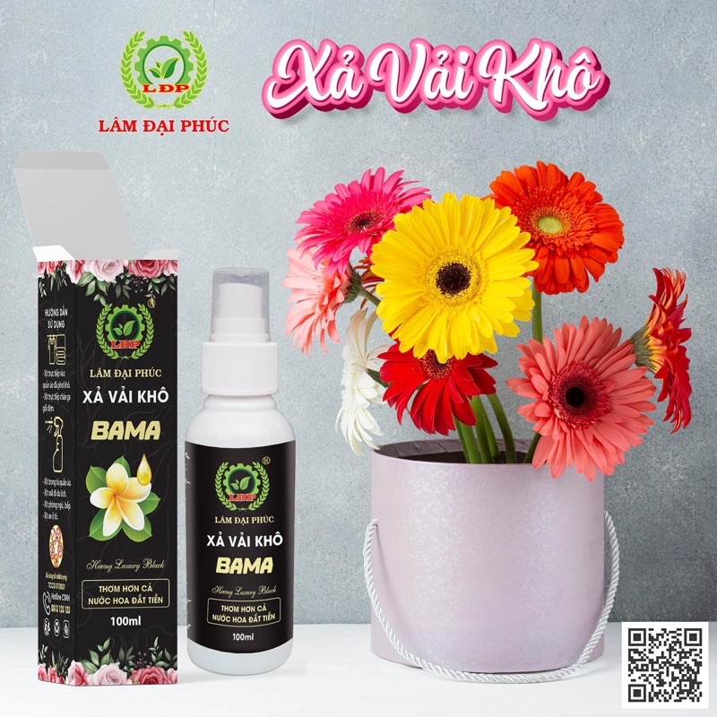 Xịt thơm quần áo xả vải khô Lân Đại Phúc khử mùi mồ hôi làm mềm vải lưu hương lâu 48h 100ml dùng thay cho xả nước vào những ngày mưa, nồm, ẩm