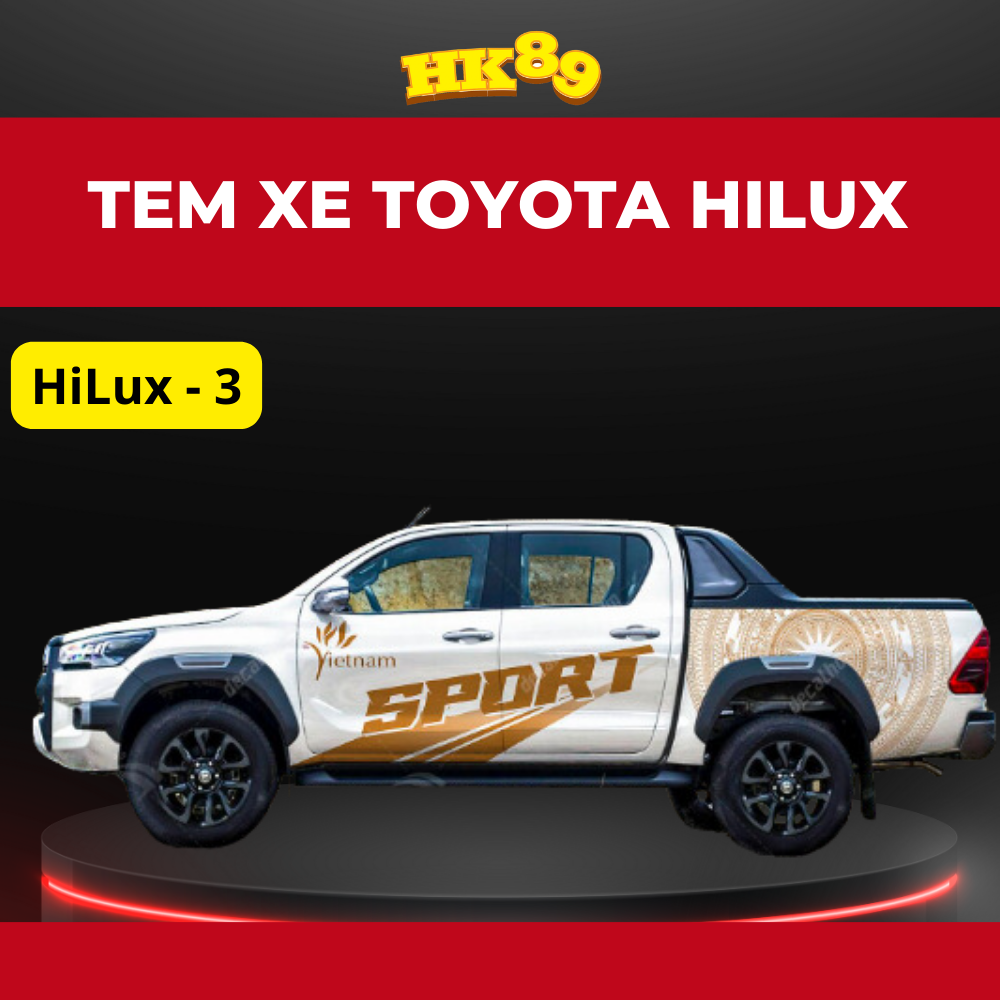 Tem dán xe TOYOTA HILUX - Mẫu 3 - Tem dán cao cấp