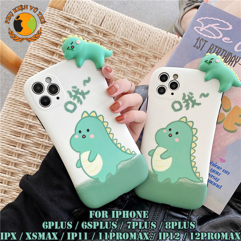 Ốp Lưng Dẻo Silicone Khủng Long Ngủ Gật 4D Nổi Đủ Mã Cho iPhone 6 / 6s / 7 / 8 / 6Plus / 6sPlus / 7Plus / 8Plus / X / XS Max / iP11 / iP11ProMax / iP12 / 12ProMax Style Hoạt Hình Dễ Thương, Bền, Chống Sốc Mạnh