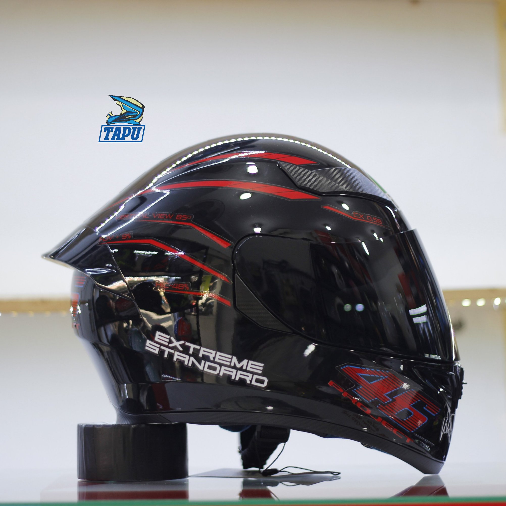 Nón ROYAL M138B 1 KÍNH lên tem 46 Đỏ, kèm đuôi gió và túi đựng nón