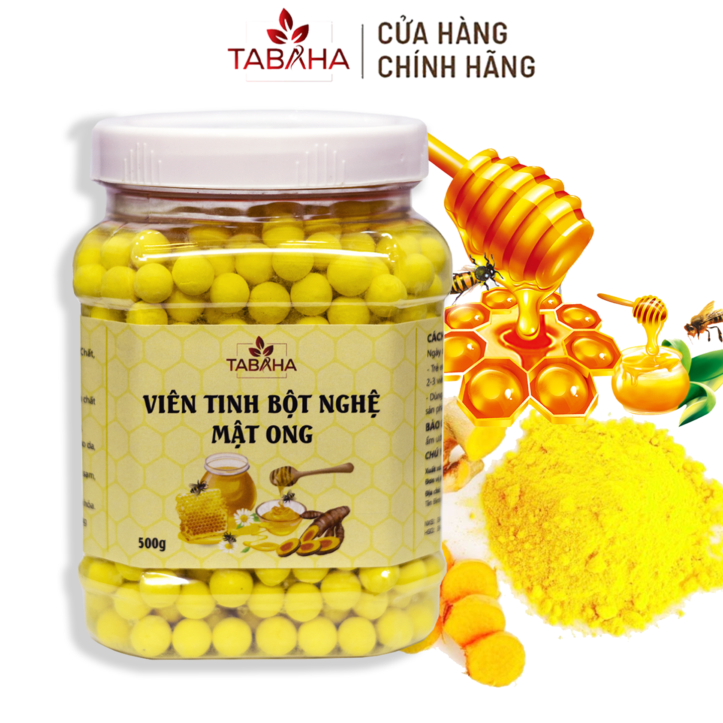 Viên nghệ mật ong chúa Tabaha 500g giúp đẹp da giảm thâm nám