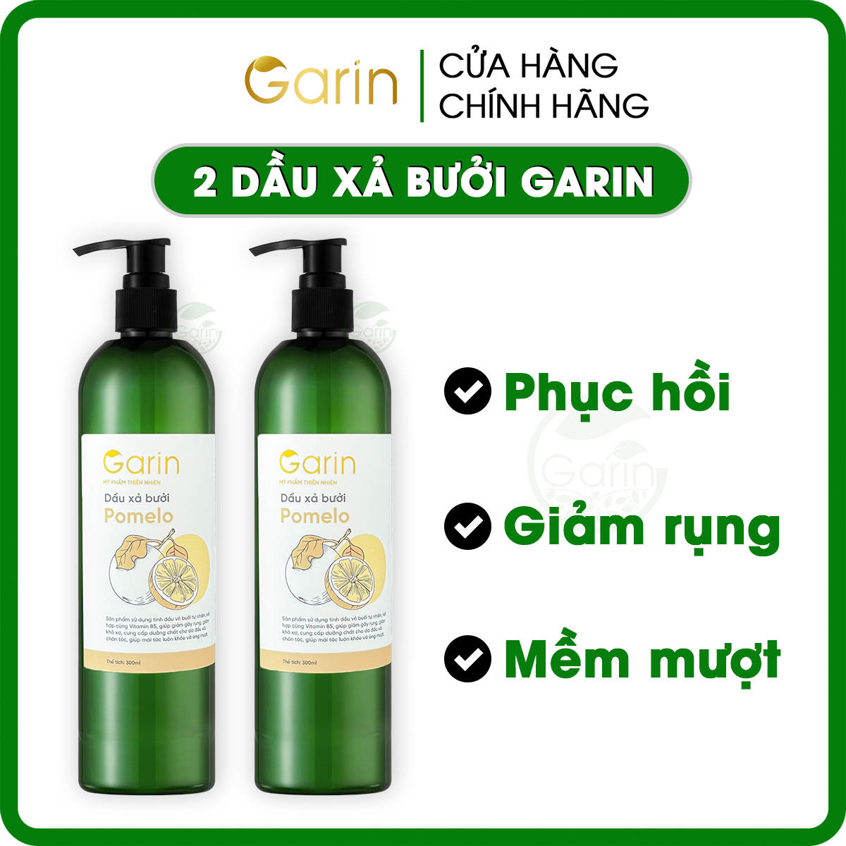 Bộ 2 chai dầu xả bưởi suôn mượt tóc tinh dầu bưởi pomelo Garin dưỡng tóc kích mọc tóc nhanh giảm rụng cho mái tóc chắc khỏe và suôn mượt