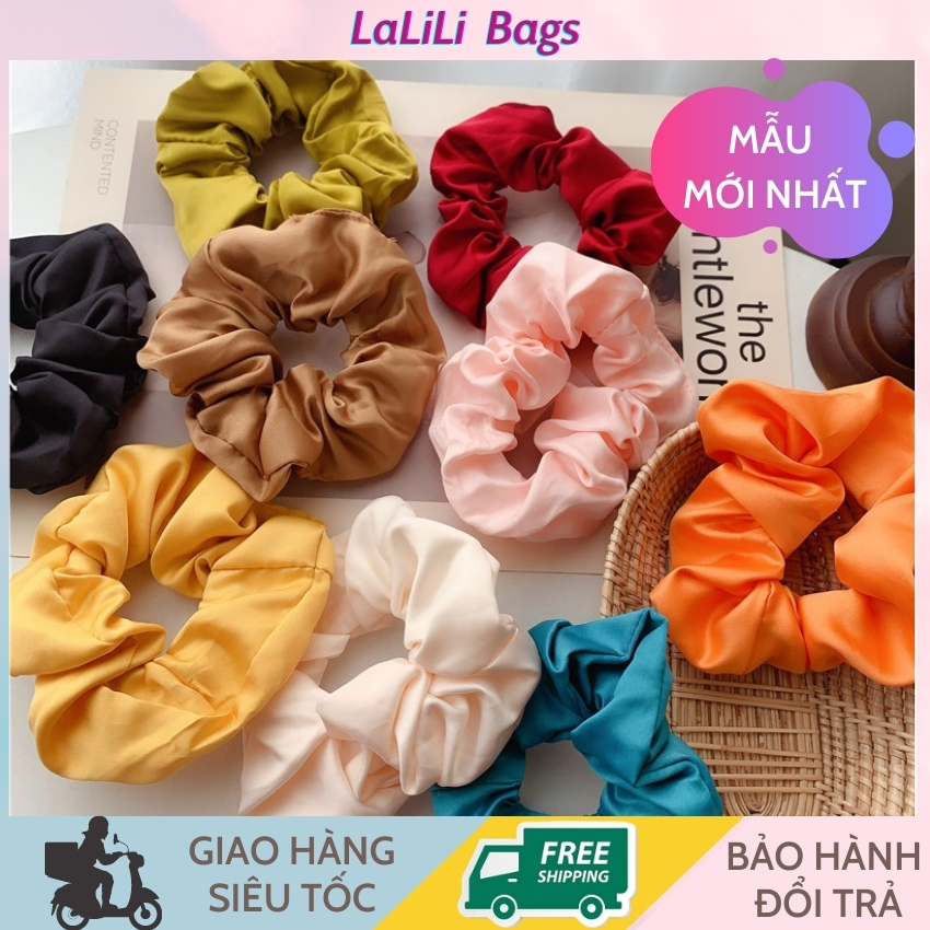 Cột tóc Scrunchies Jennie Satin giả Lụa LALILI BAGS - Cột tóc nữ Hàn Quốc