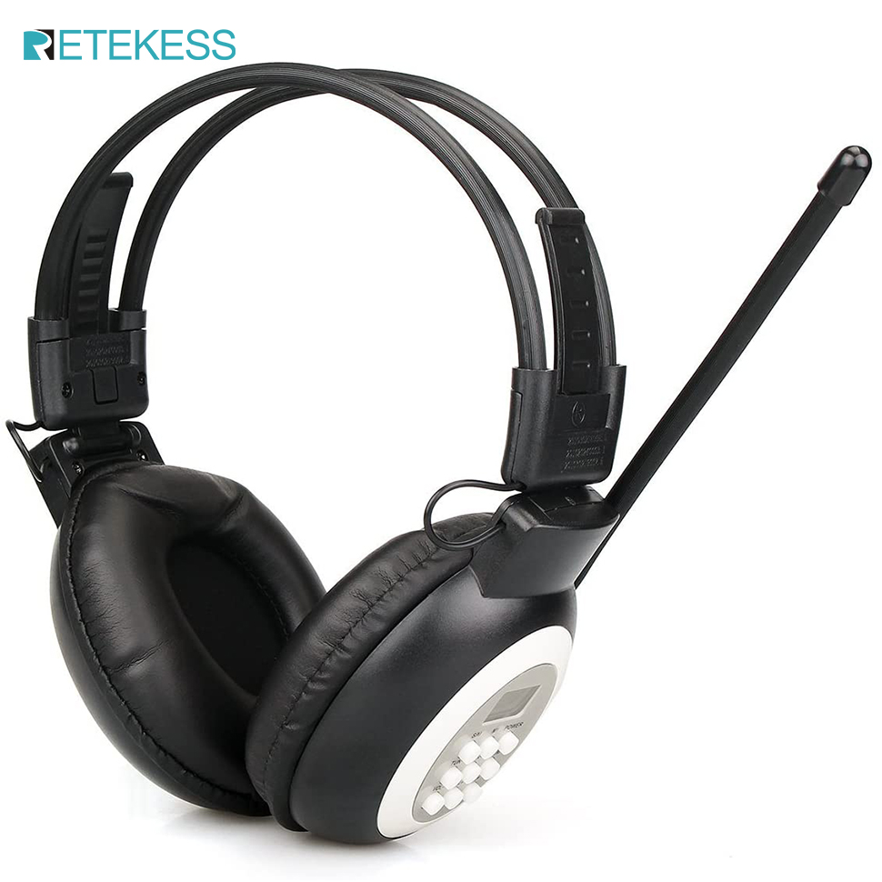  Retekess TR101 Máy Nghe Nhạc Tai Nghe Radio FM Stereo Tai Nghe Đài Phát Thanh Đầu Thu Kỹ Thuật Số FM Nghe Bảo Vệ Bao Tai Hỗ Trợ Đầu Vào Aux Dùng  đen  