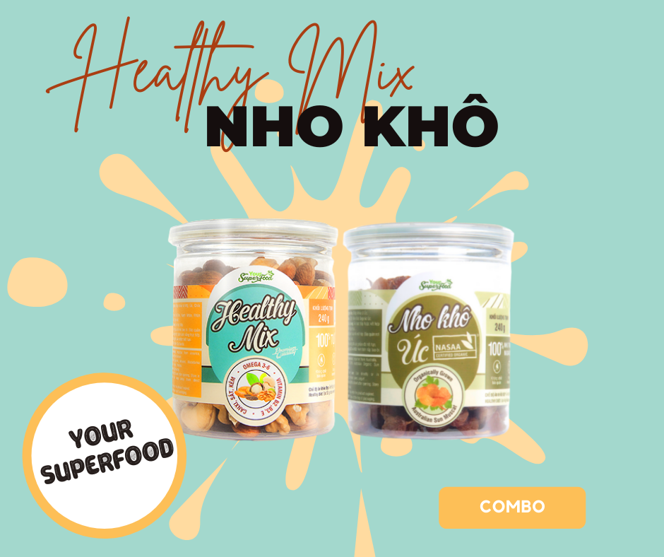 Combo healthy mix & nho khô organic úc