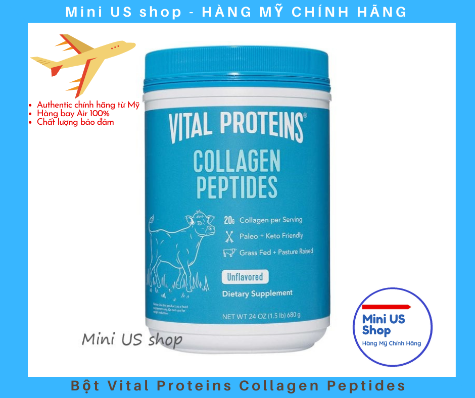 [HÀNG MỸ] Bột Collagen Vital Proteins Collagen Peptides - HỘP 680 Gram