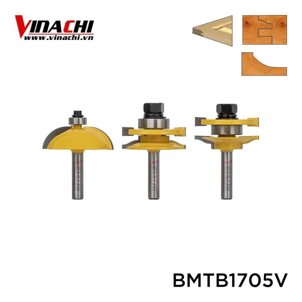 Bộ 3 mũi làm tủ bếp 1705 vàng - bộ 3 mũi làm tủ bếp 1705 vàng vinachi chuyên dùng để làm mộng tủ bếp và huỳnh ván tủ