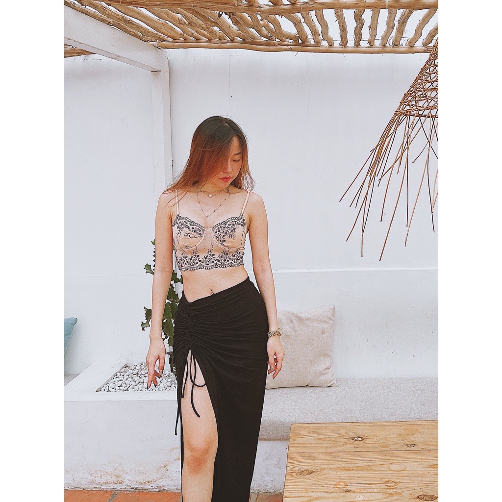 Chân váy thun maxi xẻ đùi quyến rũ ôm body Cô Kim 7