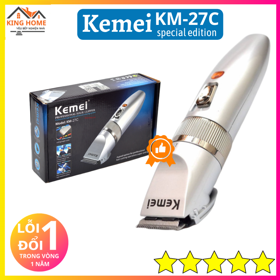 Tông Đơ Cắt Tóc Kemei 27C (Màu Trắng)-Tông Đơ Kemei 27C-BẢO HÀNH 12 THÁNG-Tông Đơ 27C Tông Đơ Cắt Tóc Trẻ Em,Tông Đơ Hớt Tóc Cho Người Lớn Và Gia Đình,Tông Đơ Không Dây Chuyên Nghiệp Kemei KM 27C Giá Rẻ Mà Chất Lượng