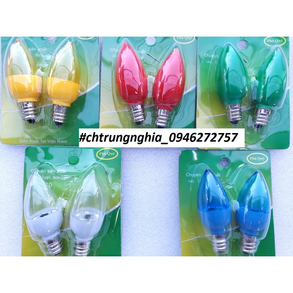 COMBO 4 Bóng đèn LED Trái Ớt Đèn Quả nhót gắn bàn thờ - Loại tốt Thương hiệu Phú Quý