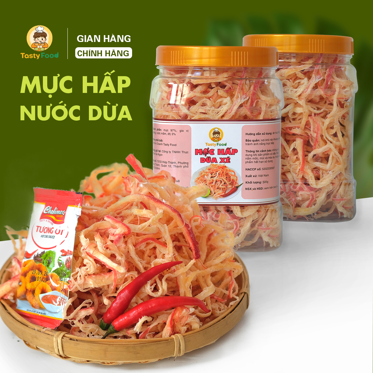 1kg mực hấp dừa xé sợi tasty food | khô mực - mực thật