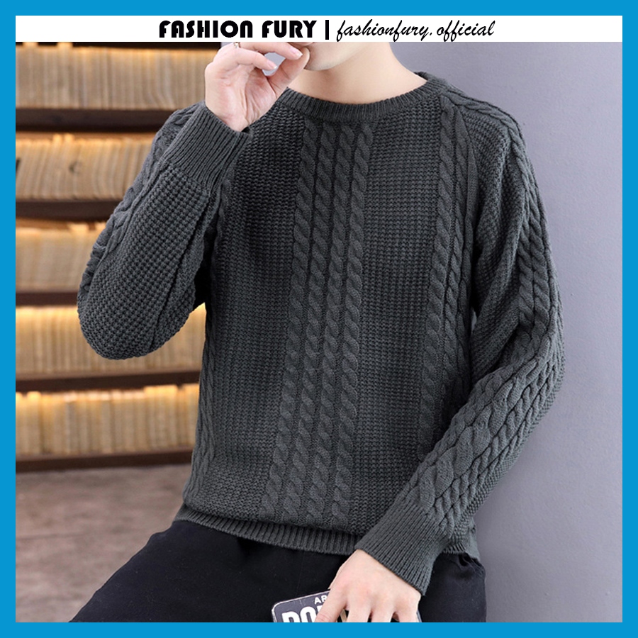 ♂◎ Áo len nam thân vặn thừng chất len cực đẹp Áo len nam cổ tròn cao cấp - Fashion Fury