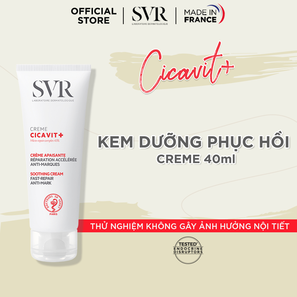 Kem dưỡng và làm dịu da dành cho da nứt nẻ, mẫn đỏ svr cicavit+ crème 40ml