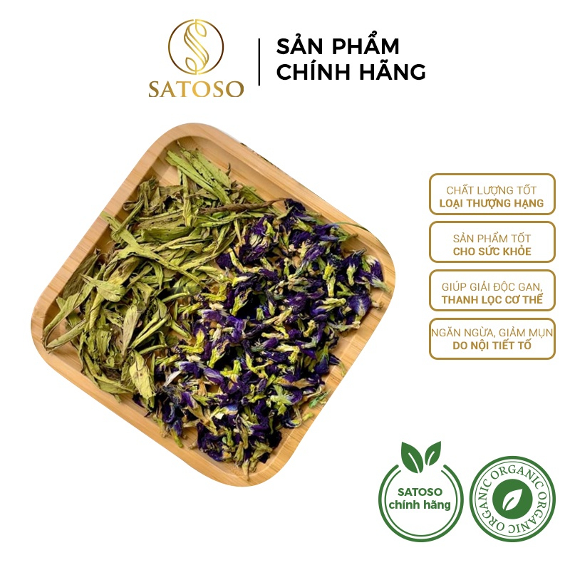 Trà hoa đậu biếc cỏ ngọt SATOSO loại thượng hạng gói 10g
