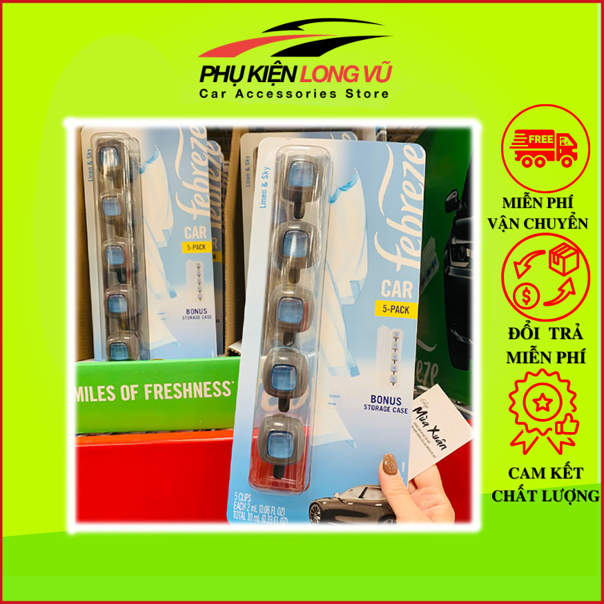 Nước hoa ô tô febreze cao cấp kẹp cửa gió điều hòa xe hơi febreze car vent air freshener