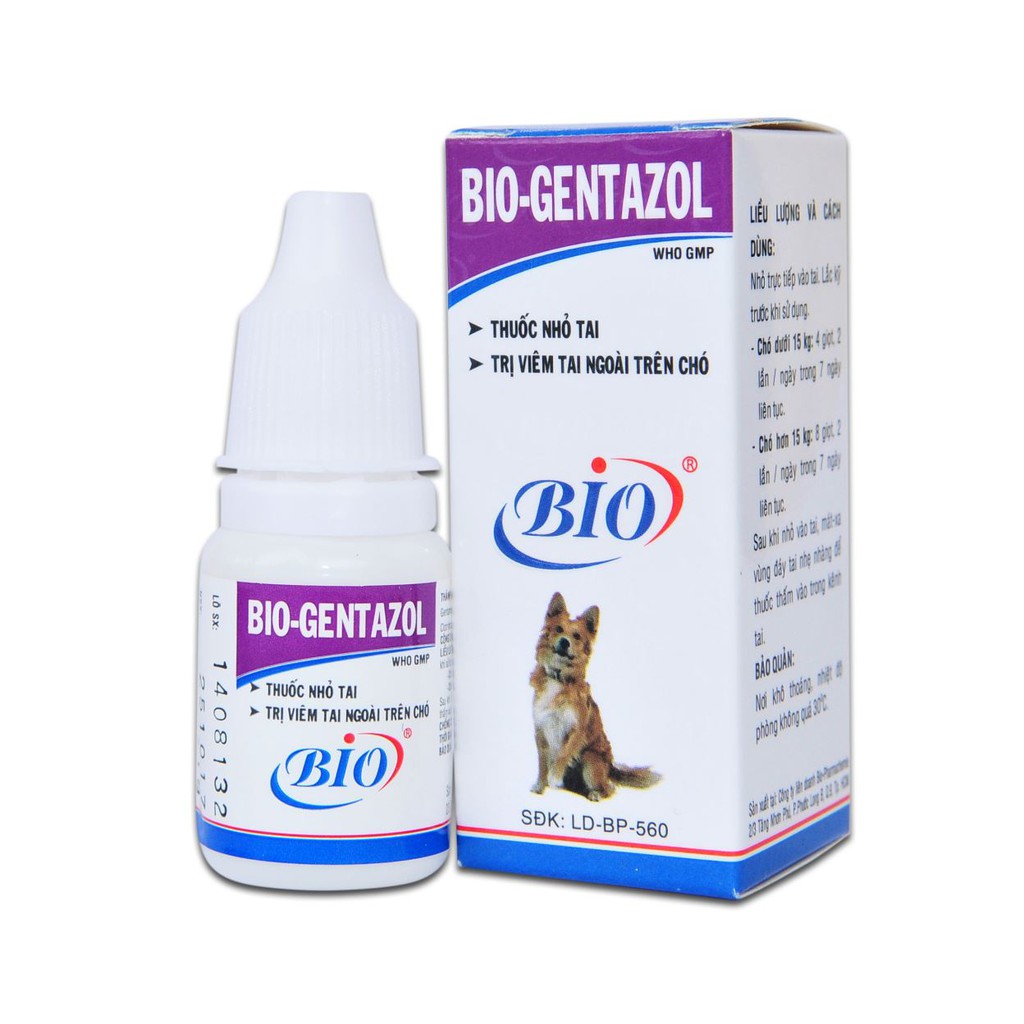 Thuốc Nhỏ Tai cho chó mèo Gentazol Bio 10ml