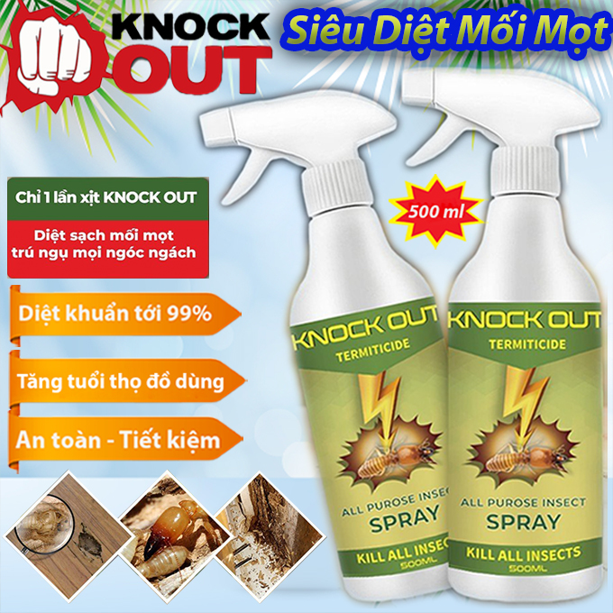 Dung Dịch Xịt Diệt Mối Mọt Tận Gốc Knock Out 500ml Nguồn Gốc Thảo Mộc, Diệt Mối Mọt Gỗ, Tủ Bếp, Sàn Gỗ, Vệ Sinh Đồ Gia Dụng