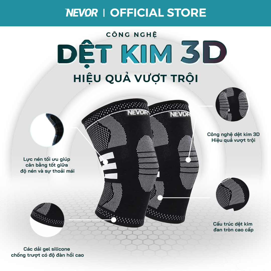 Đệm Bó gối hỗ trợ đầu gối dệt kim thể thao Nevor BDG03