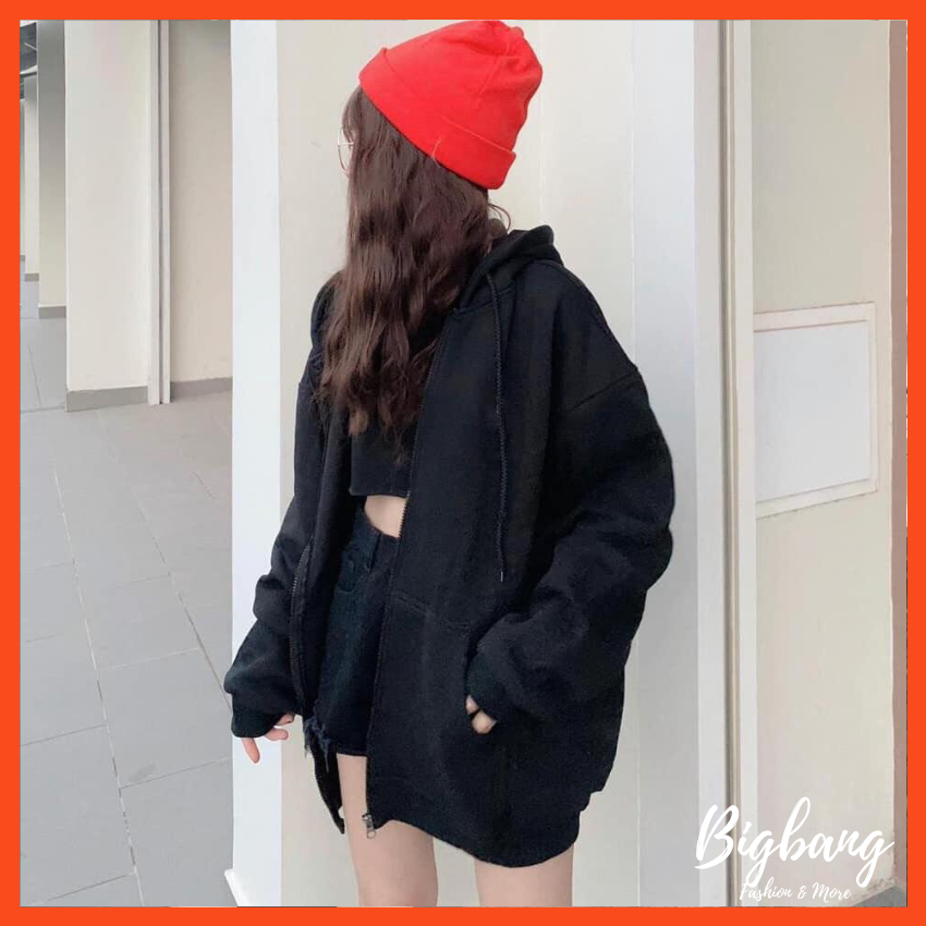 Áo khoác nỉ hoodie nam nữ trơn Unisex - Nỉ tay dài form rộng có mũ dáng suông basic ulzzang nam nữ HOT