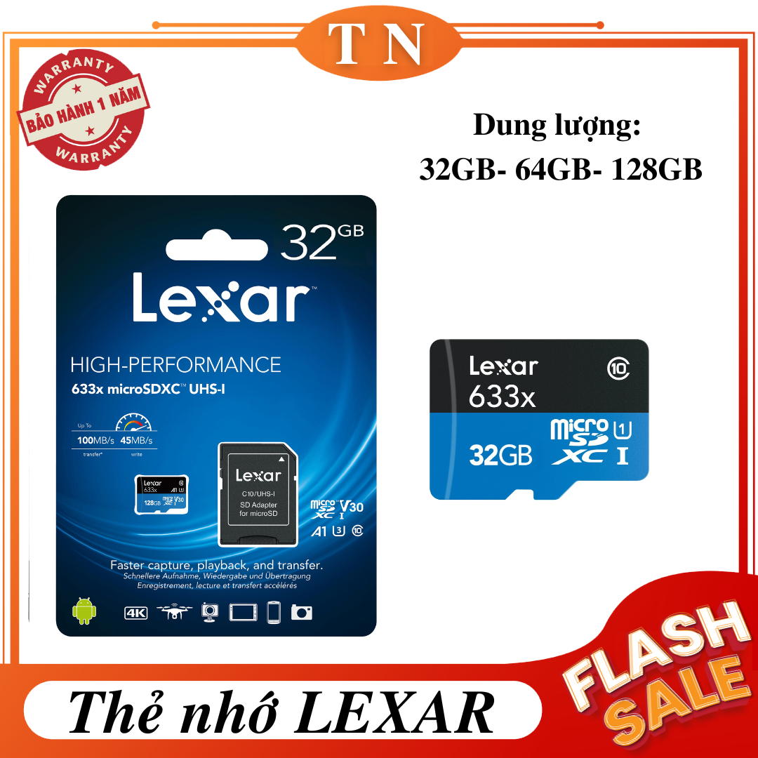 Thẻ nhớ 32gb ~ 64gb ~ 128gb lexar đang năng cao cấp - thẻ nhớ micro sd cho điện thoại , máy ảnh , máy chơi game bền bỉ - thẻ nhớ 32g , thẻ nhớ 64g , thẻ 128g , thẻ sd , thẻ micro sd