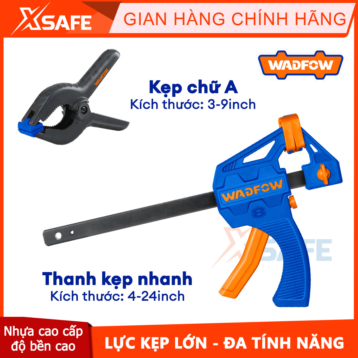 Thanh kẹp nhanh WADFOW kẹp gỗ nhanh thanh kẹp mạ đen chuyên dùng cho các công việc kẹp, giữ chắc vật liệu lực kẹp tối đa lên đến 60 kg
