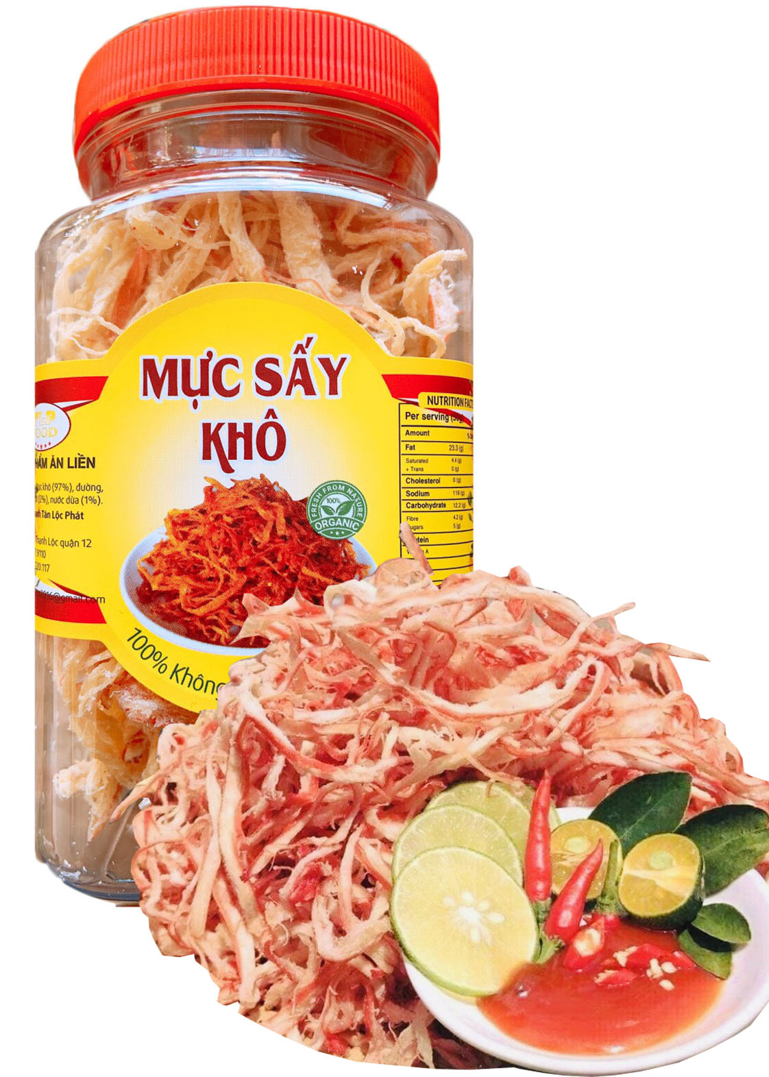 Mực xé sợi hấp nước cốt dừa hiệu tlp - hũ 120g