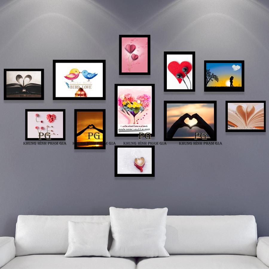 [HCM][Kèm Ảnh] Bộ 11 khung kính treo tường Tặng kèm rửa ảnh theo yêu cầu  Sơ đồ treo và Đinh treo - Khung Hình Phạm Gia PGC243