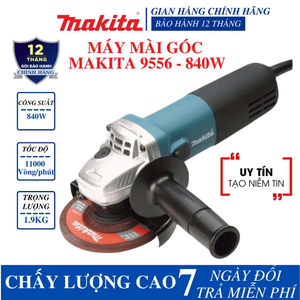 Máy mài góc cầm tay makita 9556 840w - máy cắt g suất lớn- cắt gạch, cắt sắt, cắt gỗ - 100% lõi đồng, siêu bền