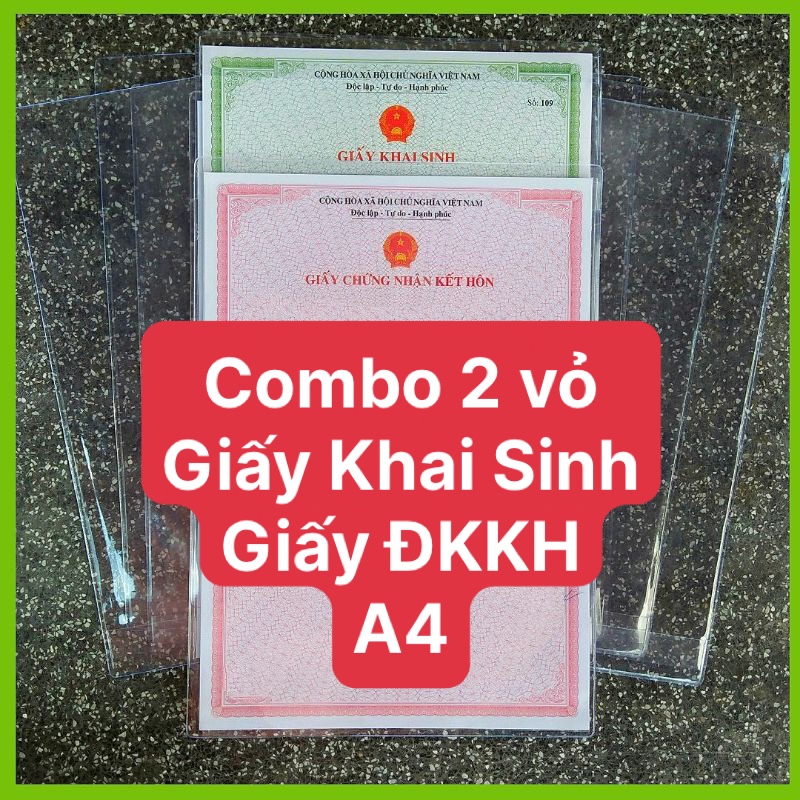 Set 2 VỎ BỌC GIẤY ĐĂNG KÝ KẾT HÔN / GIẤY KHAI SINH / GIẤY TỜ KHỔ A4 - bọc thẻ cccd - vred93
