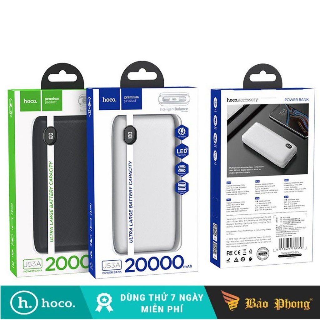 Pin dự phòng hoco j53a dung lượng 20.000mah