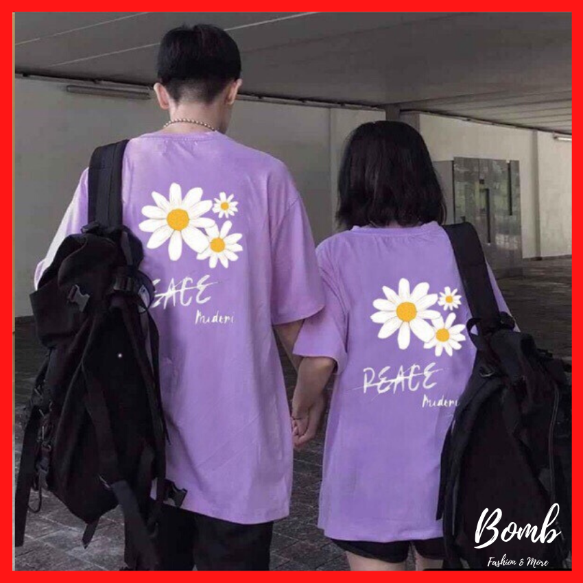 Sale hot! Áo thun nam nữ tay lỡ dáng rộng in hình 3 bông cúc hot hit, áo phông dáng thụng trendy 2020 - Bomb Unisex