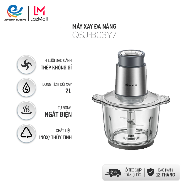 Máy xay đa năng 2l bear qsj-b03y7, hàng chính hãng.