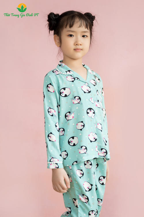 Bộ đồ pijama bé gái thu đông Việt Thắng chất lanh B70.2102