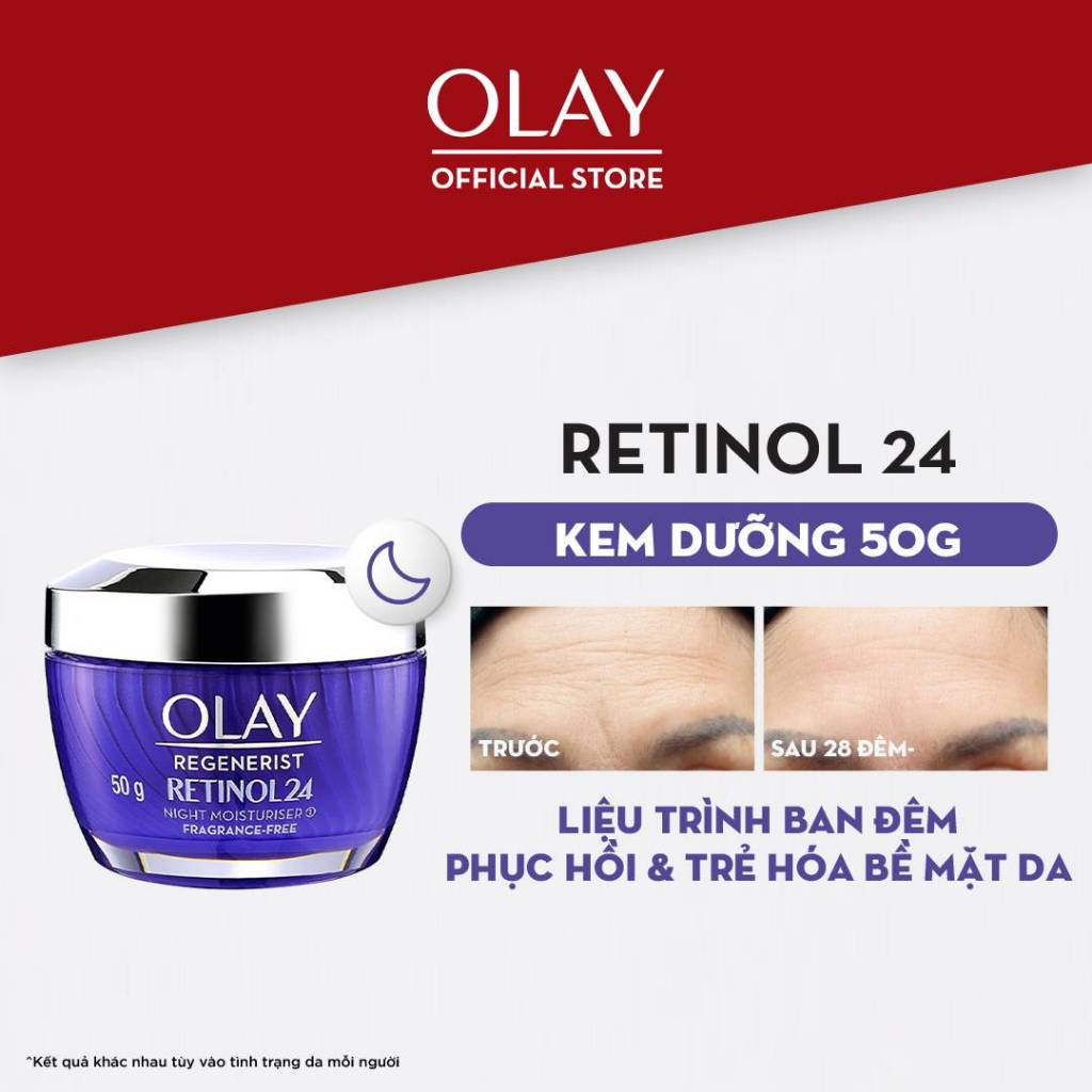 Kem Dưỡng Ẩm OLAY RETINOL24 Giúp Trẻ Hóa Da & Mờ Nếp Nhăn 50G