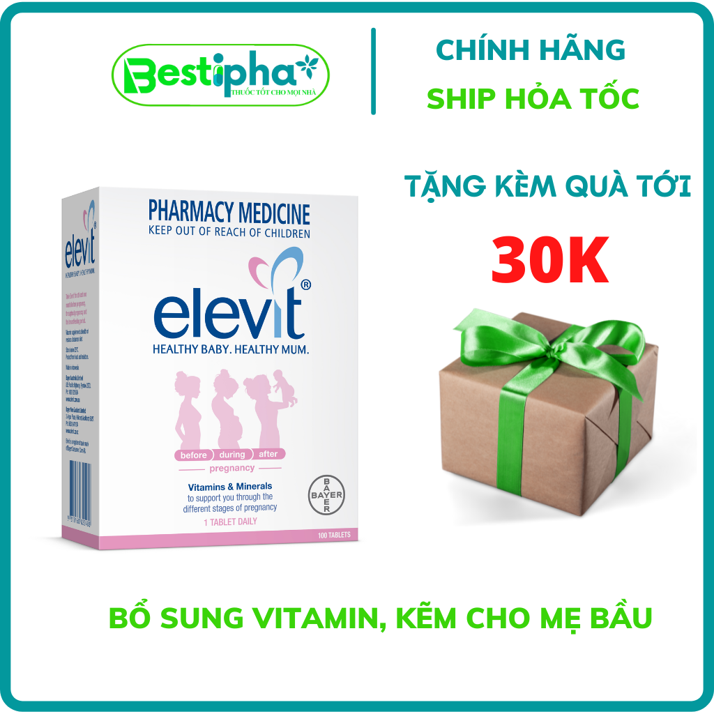 Vitamin bầu Elevit Pregnancy bổ sung vitamin, kẽm cho mẹ bầu