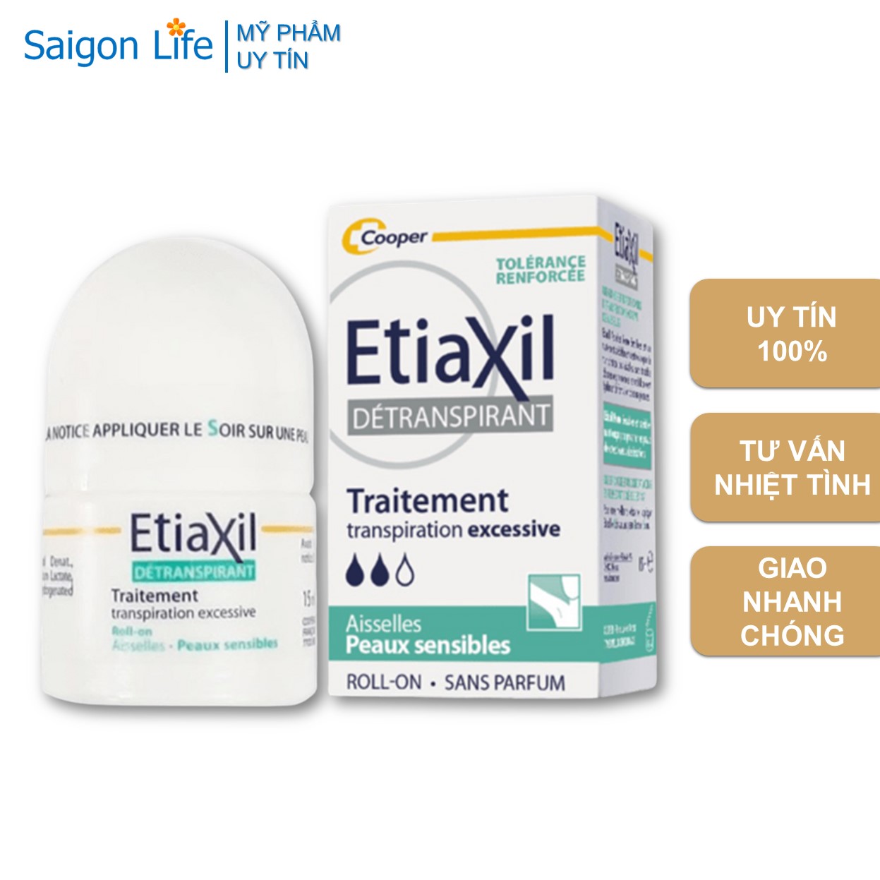 Lăn Ngăn Khử Mùi, Giảm Mồ Hôi Etiaxil Dành Cho Da Nhạy Cảm 15ml (Màu Xanh Lá)