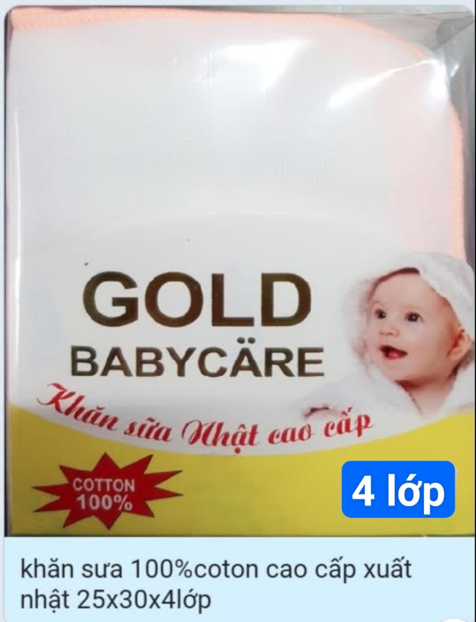 Khăn sữa 4 lớp cotton siêu mềm gold baby gói 10 cái