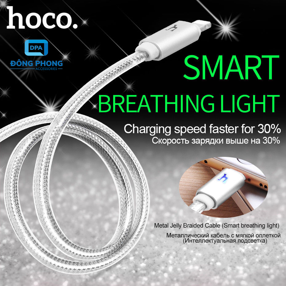 Cáp iphone, ipad chính hãng hoco upl12 dài 2 mét có đèn báo sạc đầy