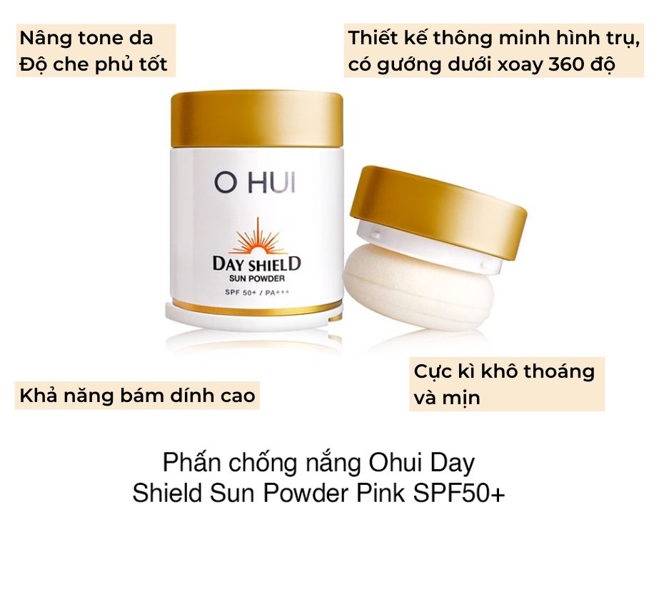Phấn phủ siêu mịn kiềm dầu và chống nắng 50+ Ohui Day Shield Sun Powder