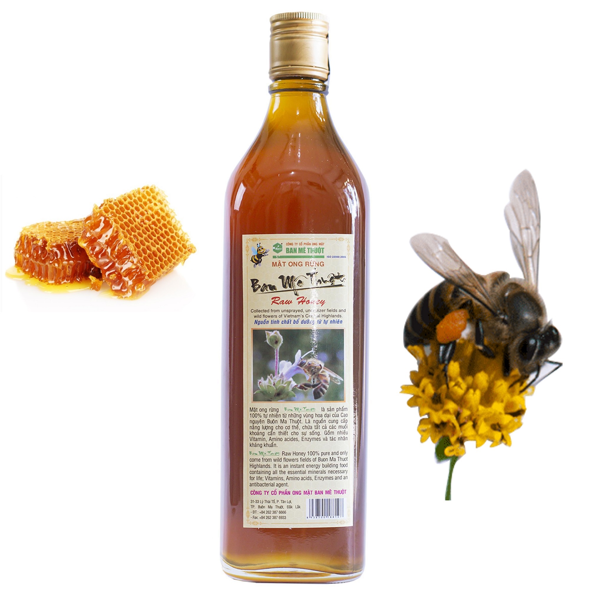 [hcm]mật ong rừng ban mê thuột 600ml nguyên chất 100% 1
