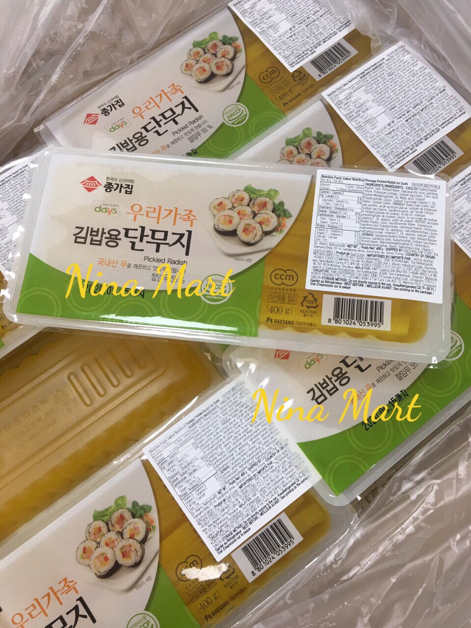 Củ cải vàng cắt sợi Jongga 400g cuộn kipap