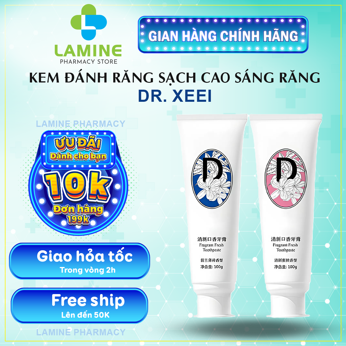 Kem Đánh Răng DR.FRESH – Kem DR.FRESH Làm Sạch Mảng Bám, Loại Bỏ Mùi Khó Chịu, Giúp Hơi Thở Thơm Mát (100g).