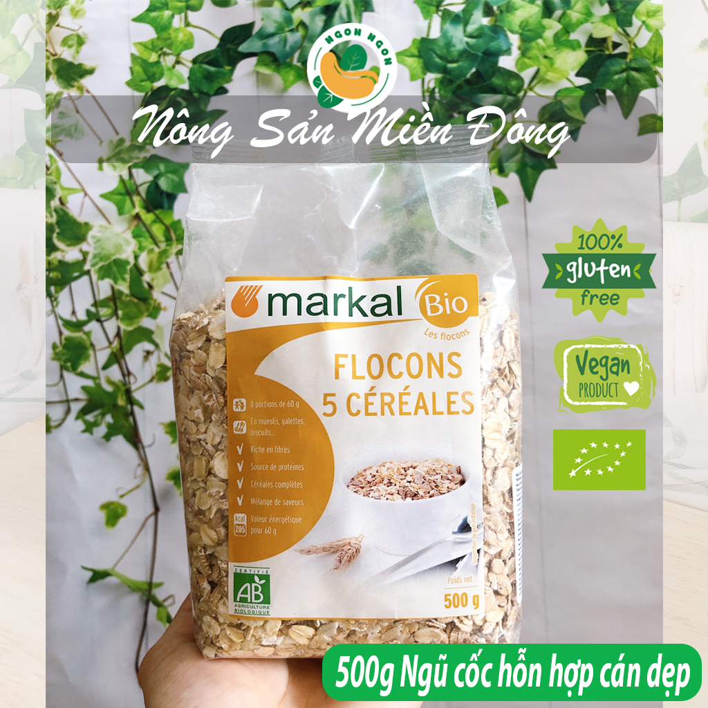 Ngũ cốc hỗn hợp hữu cơ cán dẹp Markal/Probios 500g