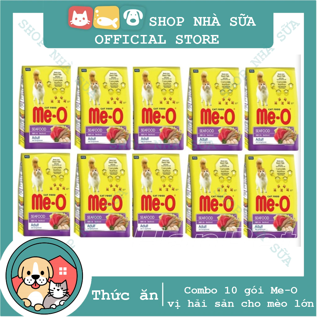 Combo 10 gói thức ăn dạng hạt mèo lớn me-o 350gr