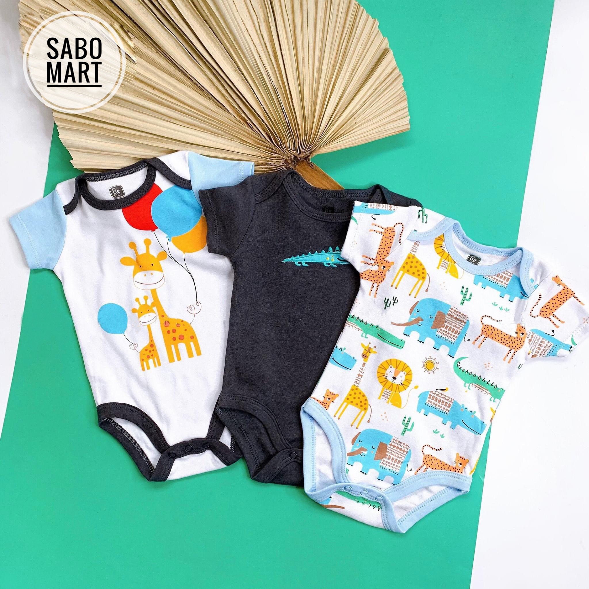 SET 3 Body Cộc Tay Cho Bé Trai Hươu cao cổ Hàng Xuất Mỹ Nguyên Móc - SABOMART