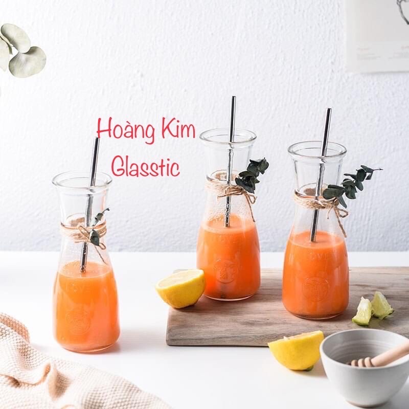 Ly thuỷ tinh eo trà sữa 350ml in chữ love