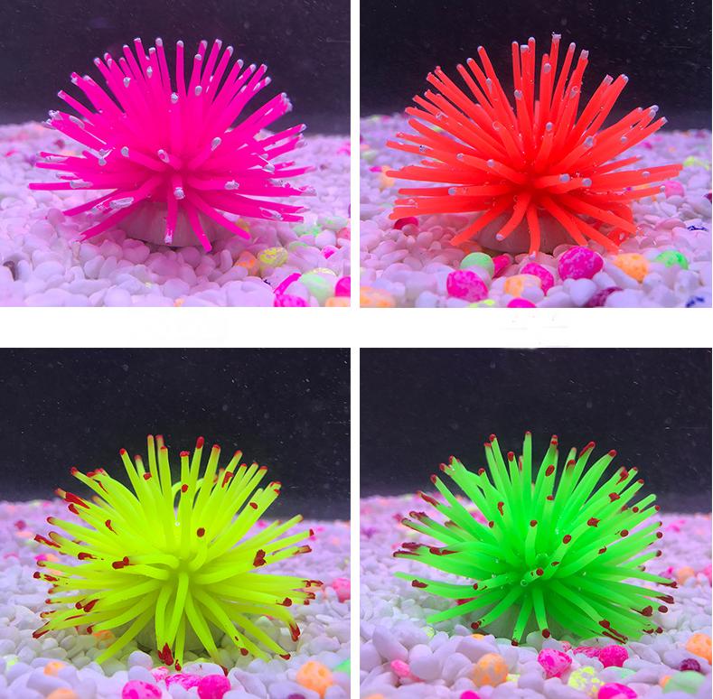 Phụ kiện trang trí bể cá, hồ cá: mẫu nhím biển nhiều màu