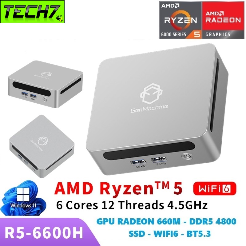 Máy tính mini gaming gm6 ryzen 5 6600h 4.5ghz ddr5 6400 cấu hình mạnh , hỗ trợ xuất hình 4k60hz