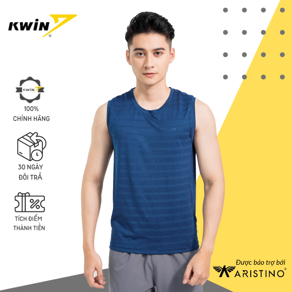 Áo Tanktop nam Kwin phom dáng Regular Fit dễ chịu, thoáng mát, nhẹ và nhanh khô - KTT003S1