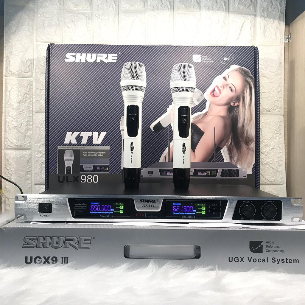 Micro Shure ULX980 combo mic không dây có đầu thu âm siêu đỉnh tần số sóng UHF âm thanh trầm ấm không rè không hú Mic Model 2020 siêu hot
